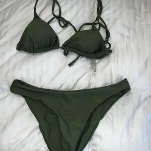 SHEIN Green Triangle Bikini Set